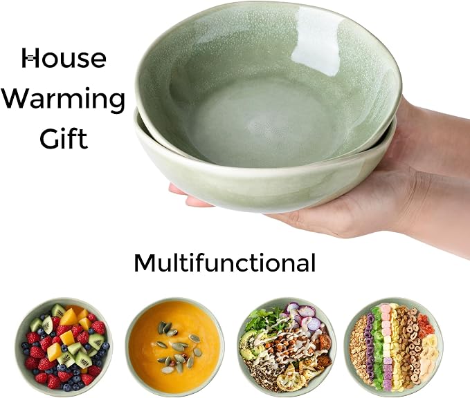 AmorArc Ceramic Cereal Bowls Set of 6, 24 oz Handmade Stoneware Bowls - Image 6