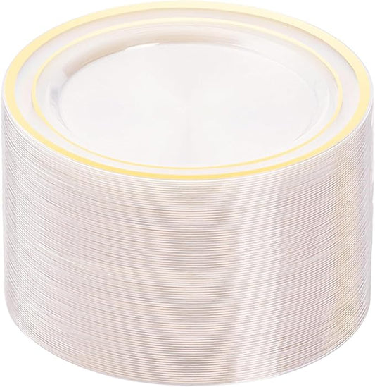 BESTVIP 100Pcs Clear Plastic Plates, 10.25 Inch Disposable Party Plates | Heavy by Bestvip