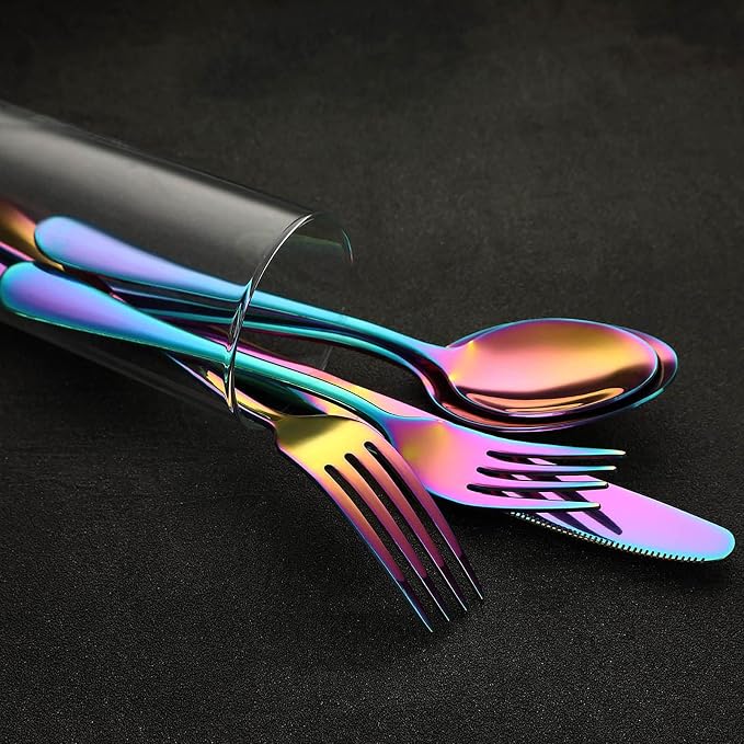 Rainbow Silverware Set Flatware Cutlery - Image 6