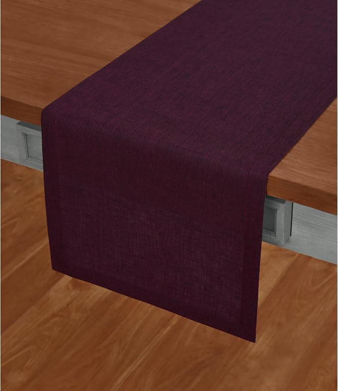 Solino Home 100% Pure Linen Table Runner Burgundy Woven, Athena 14 x 36 in | - Image 2