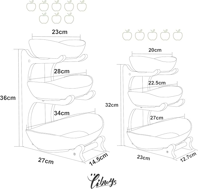 Seven Sparta 3 Tier Fruit Bowl for Kitchen Counter / Ceramic Serving Bowls - Image 7
