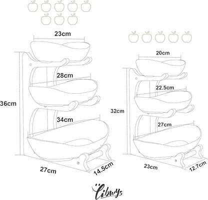 Seven Sparta 3 Tier Fruit Bowl for Kitchen Counter / Ceramic Serving Bowls - Image 7