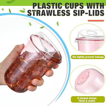 Ziliny 50 Sets Clear Plastic Coffee Cups - Image 4