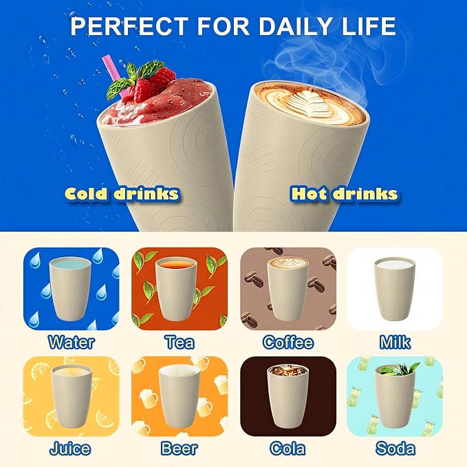 Unbreakable Wheat Straw Cups, Alternative to Plastic Cups Set 6 PCS, 16 OZ - Image 5