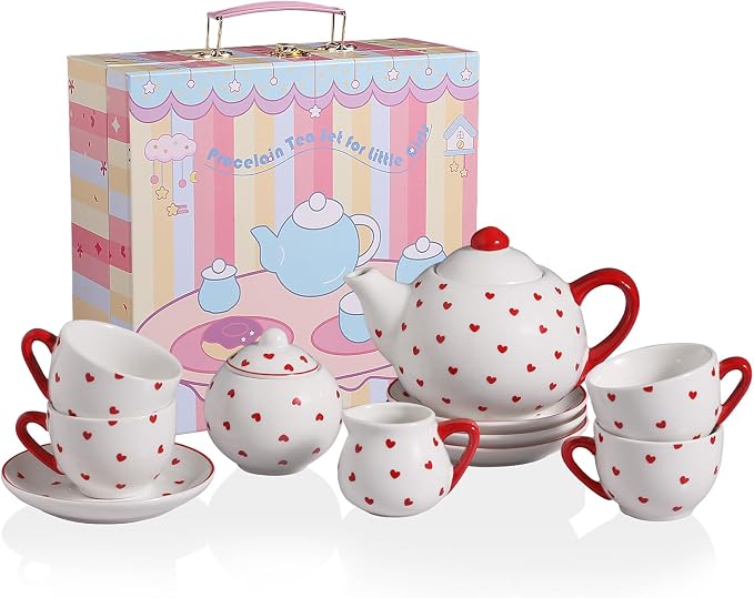 Sweejar Porcelain Tea Set for Little Girls, Kitchen Toys Tea Party Set for Kids by Sweejarco1949