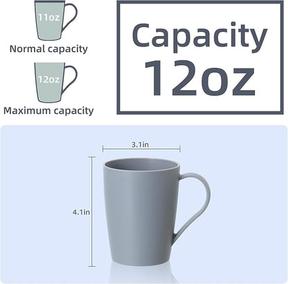 Coffee Mugs Set of 6, 12 Ounce Plastic Coffee Cups Set, 3 Basic Colors | - Image 2