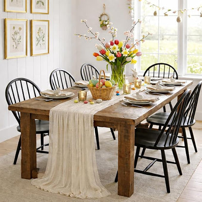 6 Pack Beige Cheesecloth Table Runner 22x120 Inch | Boho Gauze Table Runner - Image 3