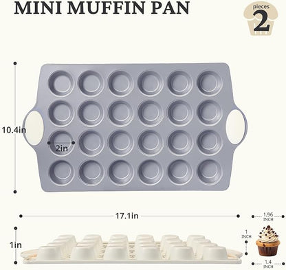 BRONYPRO Ceramic Mini Muffin Pan, 24-Cup Nonstick Aluminized Steel Mini Cupcake - Image 7