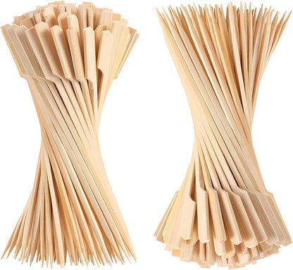 200 PCS Bamboo Skewers for Appetizer, 7 Inch Caramel Candy Apple Sticks, for Drinks, Fruit Kababs, Sausage, Barbecue Snack, Natural Wood Paddle Mini Food Skewer, Cocktail Pick, Charcuterie Accessories