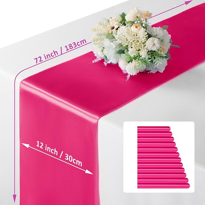 Manyshofu Hot Pink Satin Table Runner 12x72 - Image 4