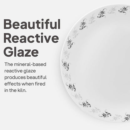 Cello Regal Dinnerware Set of 18 pieces, Service for 6, Chip & Scratch Resistant, Lightweight Round Plates and Bowls Set, Microwave & Dishwasher safe, Opalware Dinner Set, Black Magic