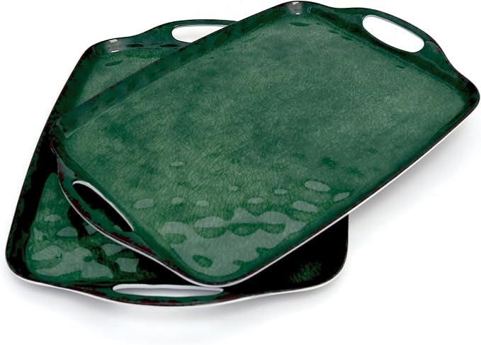 TP Melamine Serving Trays with Handles, Retro Green | Large Rectangular Trays by TastePrime