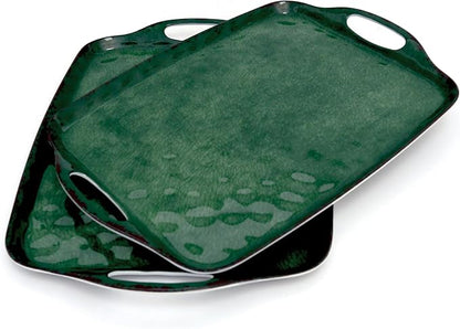 TP Melamine Serving Trays with Handles, Retro Green | Large Rectangular Trays by TastePrime