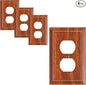4-Pack Duplex Outlet Cover Plate, Decorative Wood Grain Switch Plates and Outlet Covers, Natural Bamboo Fiber Wall Plates for Electrical Outlets, 1 Gang Receptacle Cover, Corrosion Resistant