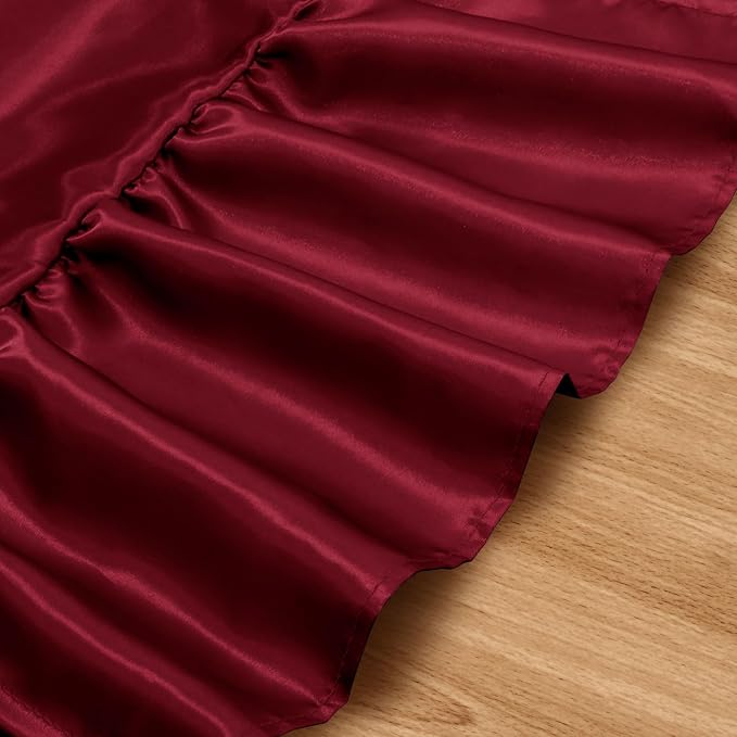 2 Pack Burgundy Satin Table Runner 12 x 108 Inch | Ruffle Design, Luxurious - Image 5