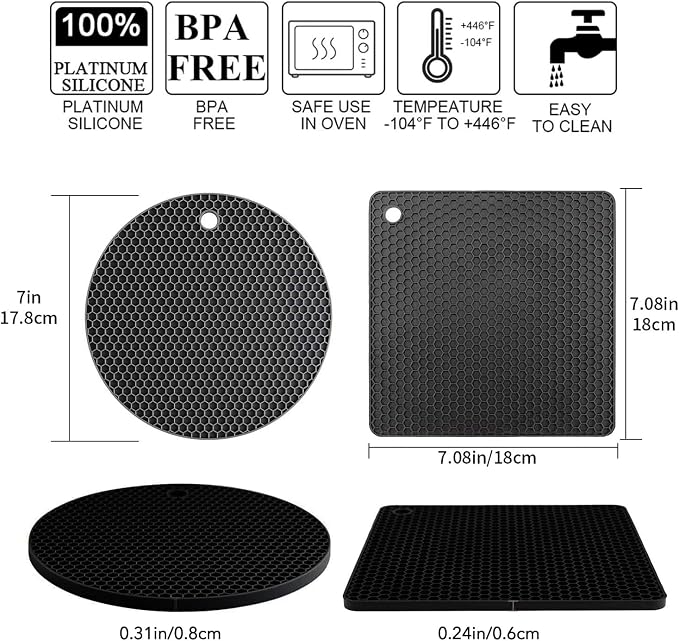 Silicone Trivet Mats, 4 Pack Silicone Pot Holders - Image 5