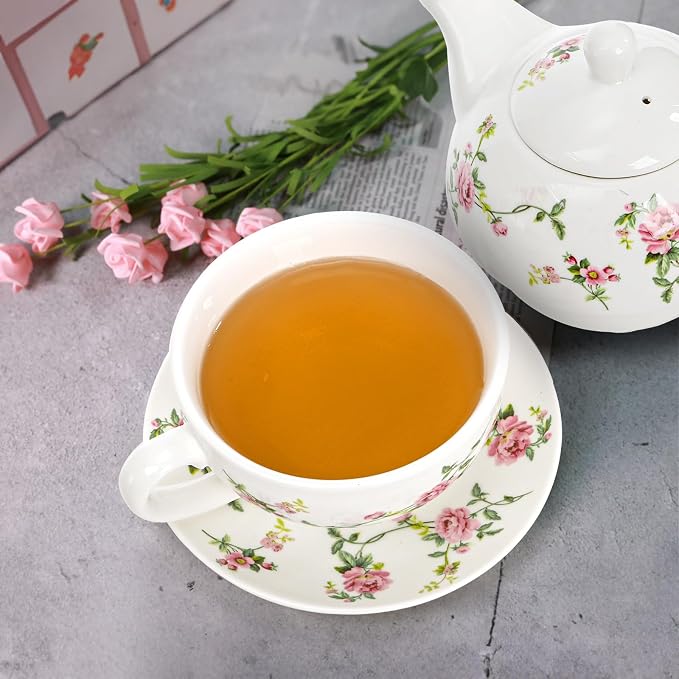 Coloch Tea for One Set, Porcelain Teapot Cup and Saucer Set - Image 8