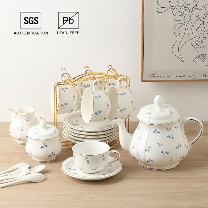 Sweejar 23 Pcs Floral Tea Sets - Image 2