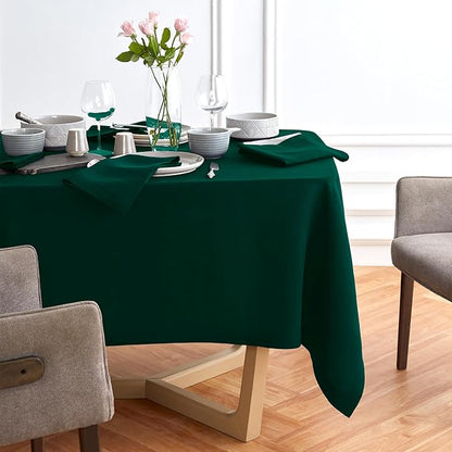 Solino Home Green Linen Tablecloth 70 x 108 Inch - 100% Pure Linen Table Cloth for Rectangle Tables - Sonoma, Machine Washable Tablecloth for Winter, St Patricks Day