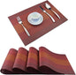 PIGCHCY Placemat,Washable Woven Non-Slip Insulation Durable Placemat Vinyl Table Mat Set of 4 (Scarlet Red)