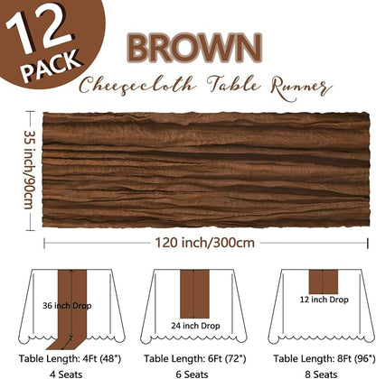 12 Pack 35 x 120 Inch Brown Table Runner Cheesecloth 10Ft | Gauze Cheese Cloth - Image 2