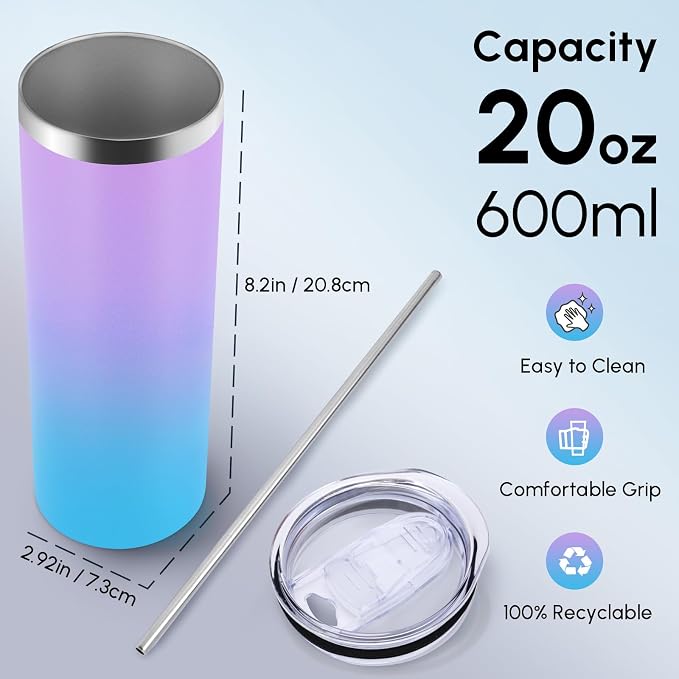 Volhoply 4 Pack Skinny Tumblers - Image 2