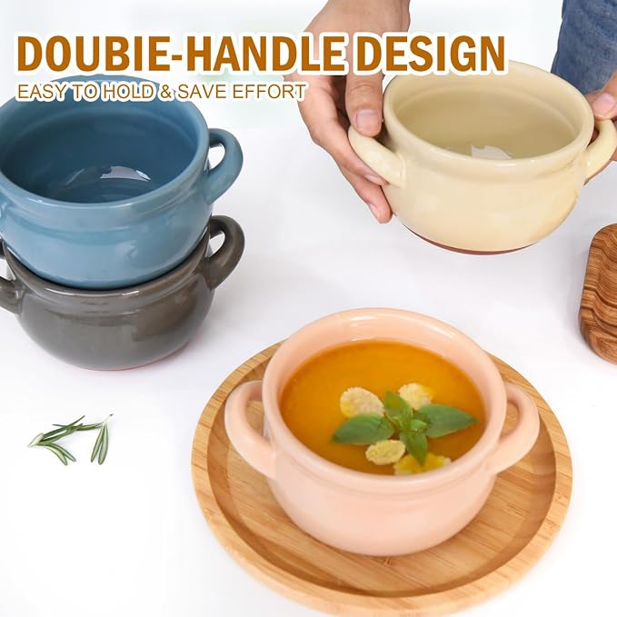 Vumdua French Onion Soup Bowls, 16 oz French Onion Soup Crocks - Image 4