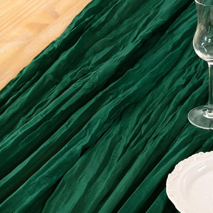 DeZerlor Emerald Green Cheesecloth Table Runners 2 Pack Christmas Runners | - Image 5
