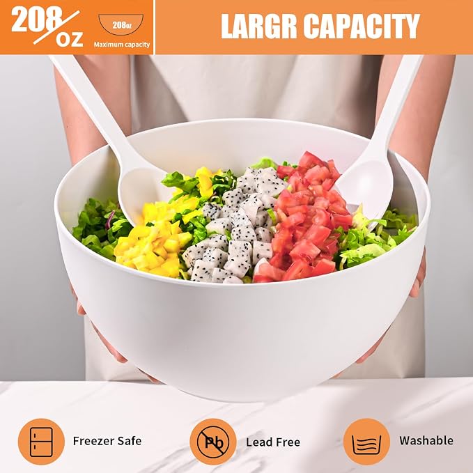LOVYANXUE Salad Bowl with Lid, Nature Bamboo Mixing and Serving Bowl with Lid - Image 4