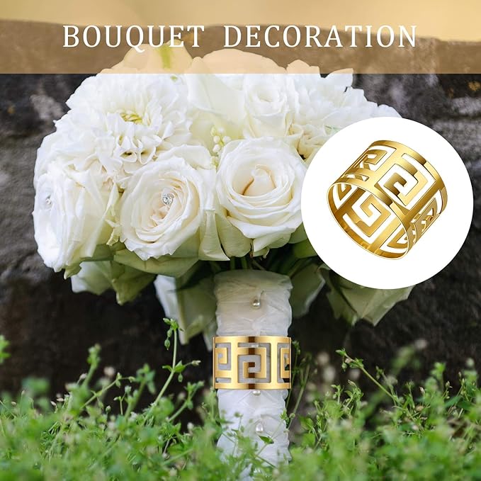 72 Pcs Gold Napkin Rings Hollow Out Napkin Rings Holder Set Metal Serviette Buckle Bulk for Dinner Table Decoration Christmas Holiday Wedding Party Birthday Banquet Gathering