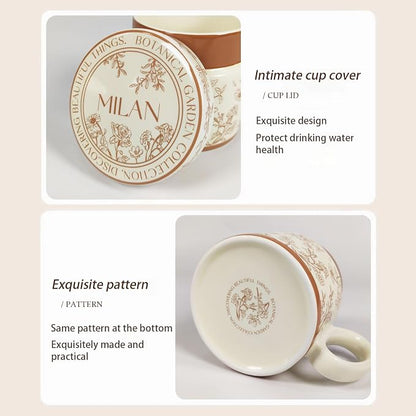12.9oz Ceramic Coffee Mug with Lid, Flower Patterned Porcelain Mug, Ceramic Tea - Image 4