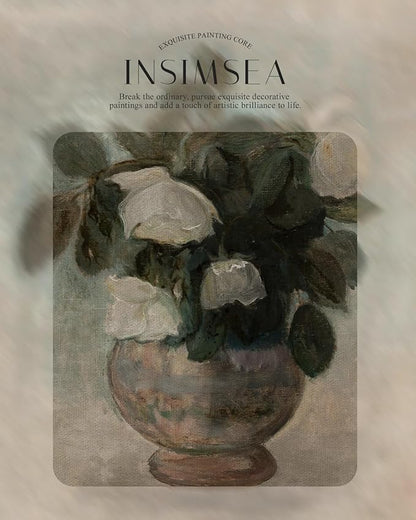 InSimSea Retro Gold Framed Wall Art, Home Room Rose Flower Vintage Wall Decor, Canvas Print Artwork, Farmhouse Country Decor, Antique Picture Frame Floral Paintings, 13x16 Inch