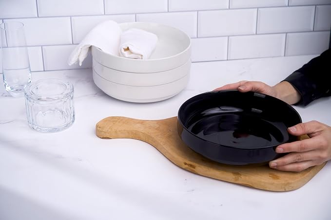 KooK Pasta Bowl, Bowl Plate, Low Bowl, Plate Bowls, Ceramic Large Shallow Bowls - Image 3