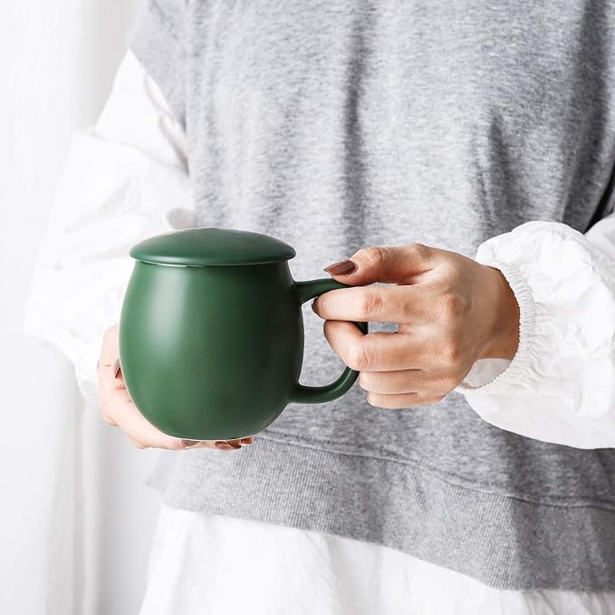 Yundu 12 OZ Matte Green Ceramics Teacup - Image 5