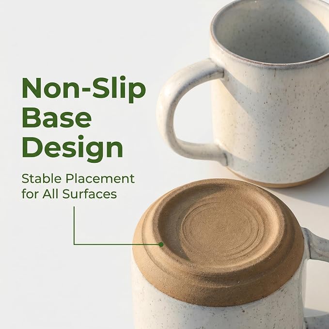 HASENSE Ceramic Coffee Mugs Set of 4, 14 oz Stoneware Coffee Cups - Image 6