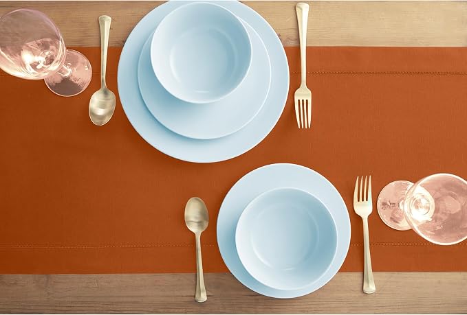 Solino Home Cotton Linen Dining Table Runner Cinnamon Hemstitch, 14 x 90 in | - Image 3