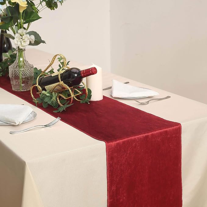 10 pcs 12x108-Inch Wine Premium Velvet Table Runners Wedding Reception Catering - Image 5