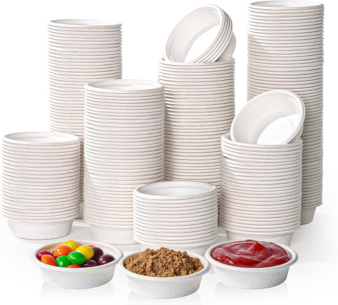 ECOLipak 1 oz Compostable Condiment Cups, 1000 Pack Bagasse Portion Cups | by ECOLipak