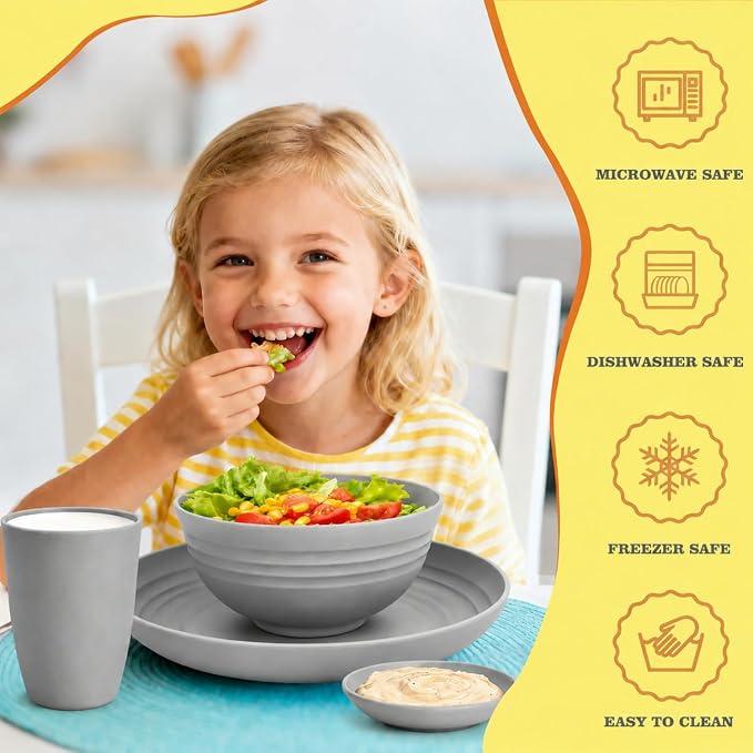 Kids Wheat Straw Dinnerware Sets - Image 4