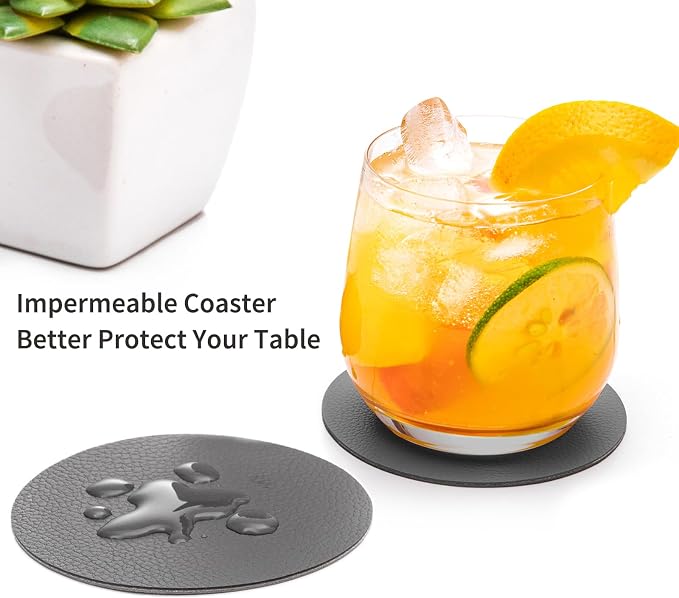 Faux Leather Drink Coasters - Image 2