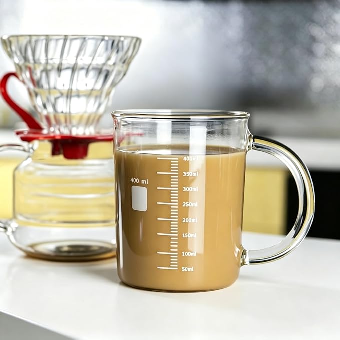 GLASKEY Caffeine Beaker Mug, 16 oz Anti-Dripping Borosilicate Caffeine Mug - Image 9