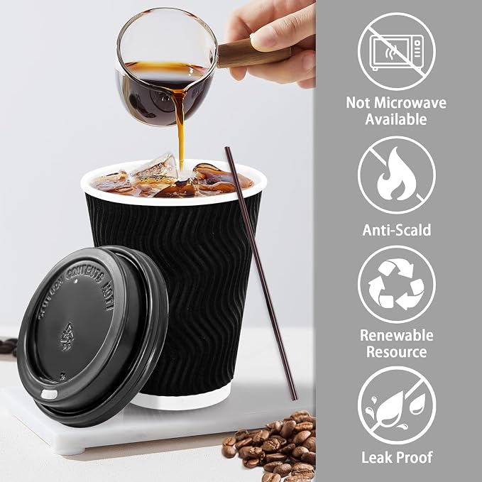 Lamosi 50 Pack 12 oz Disposable Coffee Cups - Image 3