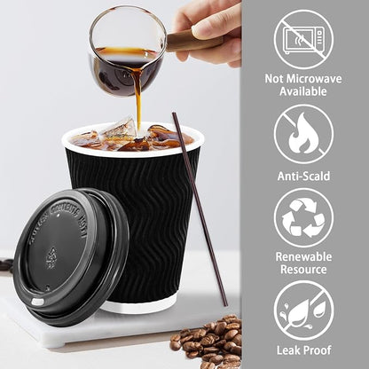 Lamosi 50 Pack 12 oz Disposable Coffee Cups - Image 3