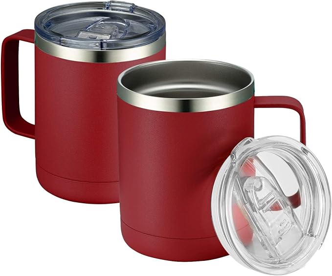 MEWAY 12oz Coffee Mug With Handle 2 Pack Bulk, Stainless Steel Insulated Travel by MEWAY