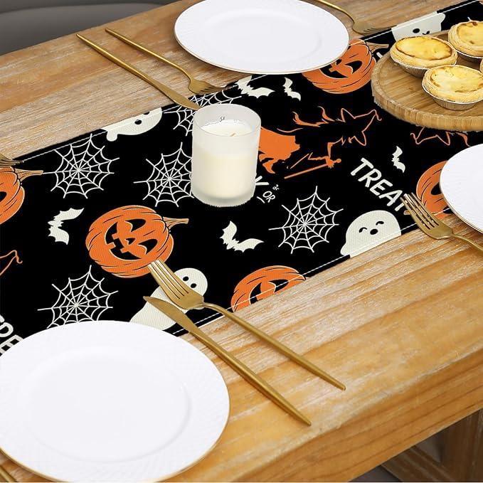 Halloween Table Runner Decorations Trick or Treat Kitchen Decor 13x72inch | - Image 5