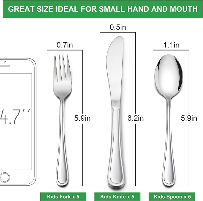 LIANYU 15-Piece Kids Silverware Set, Stainless Steel Toddler Utensils Set | - Image 2
