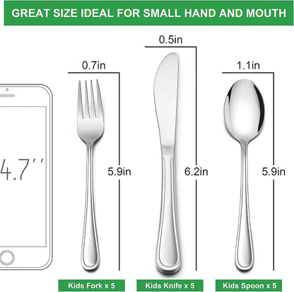 LIANYU 15-Piece Kids Silverware Set, Stainless Steel Toddler Utensils Set | - Image 2