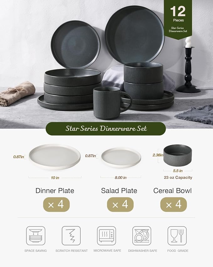 Famiware Star Stoneware Dinnerware Set, Reactive Glaze Plates & Bowls - Image 3