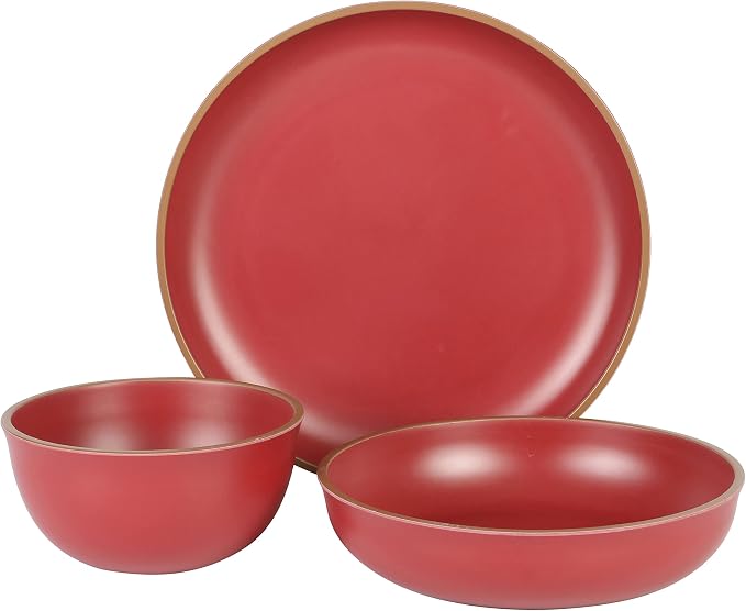 Gibson Home Rockabye 12 Piece Double Bowl Melamine Dinnerware Set - Image 4