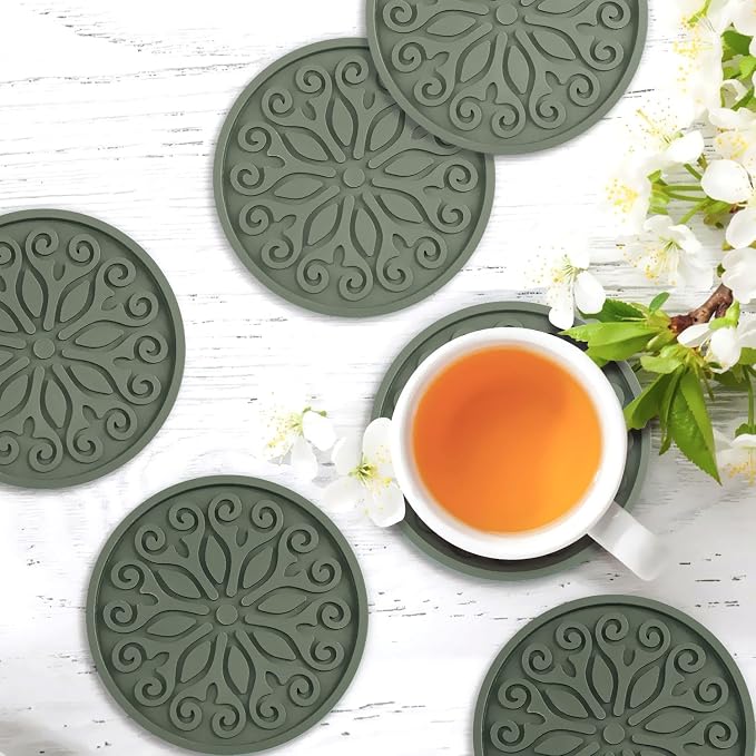 Coasters for Drinks, Resistant Reusable Silicone Coasters - Image 4